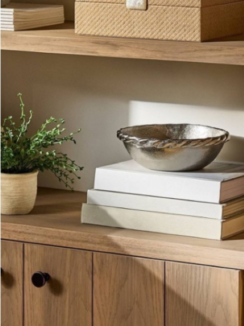 Studio McGee Metallic Silver Decorative Bowl with Twisted Rim